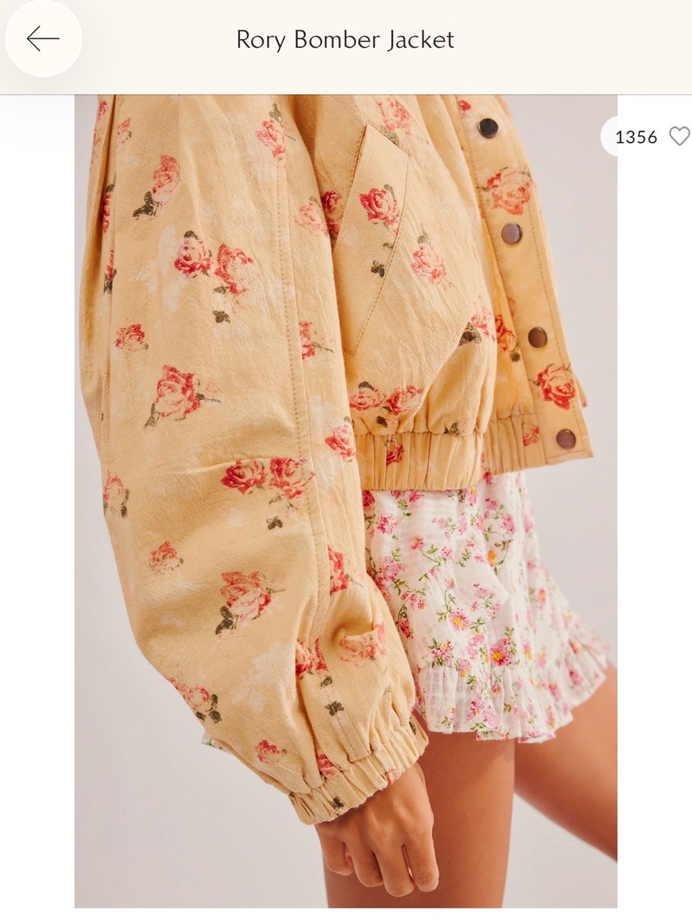 Free People Rory Floral Snap-Front Bomber Jacket - Picture 4 of 4